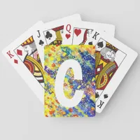 Bright Bold Colors Abstract Monogram Poker Cards