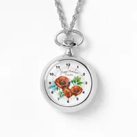 Sublime Watercolor Red Poppies Happy Retirement Watch