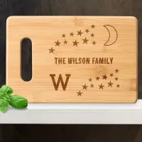 Moon Stars Monogrammed Name Kitchen Food Cutting Board