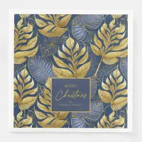 Blue Gold Christmas Pattern#29 ID1009 Paper Dinner Napkins