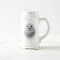 Beautiful, Dreamy and Serene Snowy Owl Beer Stein
