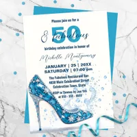 Crystal Blue Stiletto with Gemstones 50th Birthday Invitation