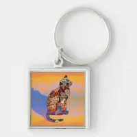 Abstract Collage Clarice the Cat ID103 Keychain