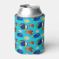 Tropical and Aquarium Fish Design on Ocean Coral Can Cooler