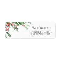 Watercolor Holly Christmas Label