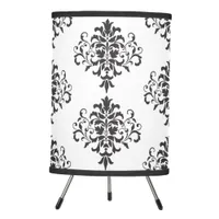 Elegant Black and White Damask Tripod Lamp