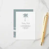 Dusty Blue Tropical Palm Tree Wedding  Enclosure Card