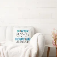 Winter Kisses and Snowflake Wishes Winter Holidays Throw Pillow