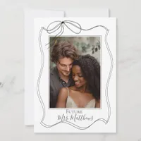 Chic Photo Bridal Shower Hand Drawn Bow Floral Invitation