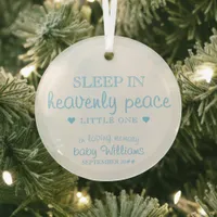 Sleep In Heavenly Peace Baby boy Loss Remembrance Glass Ornament