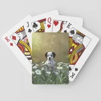 Cute Dalmatian Puppy in Daisies Poker Cards