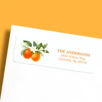 Orange Citrus Floral Watercolor Return Address Label