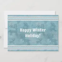 Southwest Winter Deer Blue Flat Holiday Greeting 