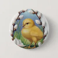 Easter Greetings Yellow Chick Pinback Button