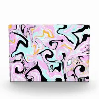 Fluid Art  Cotton Candy Pink, Teal, Black and Gold Photo Block