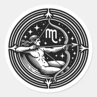 Horoscope Sign Sagittarius Archer Symbol  Classic Round Sticker