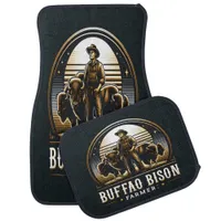 Buffalo Bison Farmer Stands Proud Among His Herd Car Floor Mat