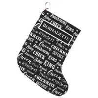 Chess Player Black and White Chess Piece Names Large Christmas Stocking