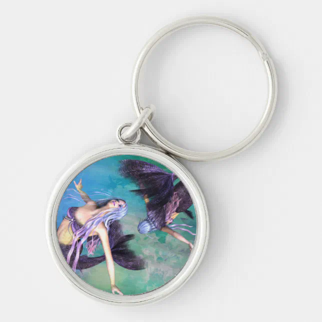 Pisces – Two Mermaids Swimming in a Loop Keychain