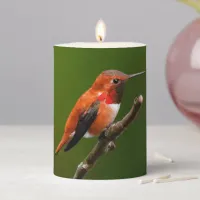 Stunning Rufous Hummingbird on the Cherry Tree Pillar Candle