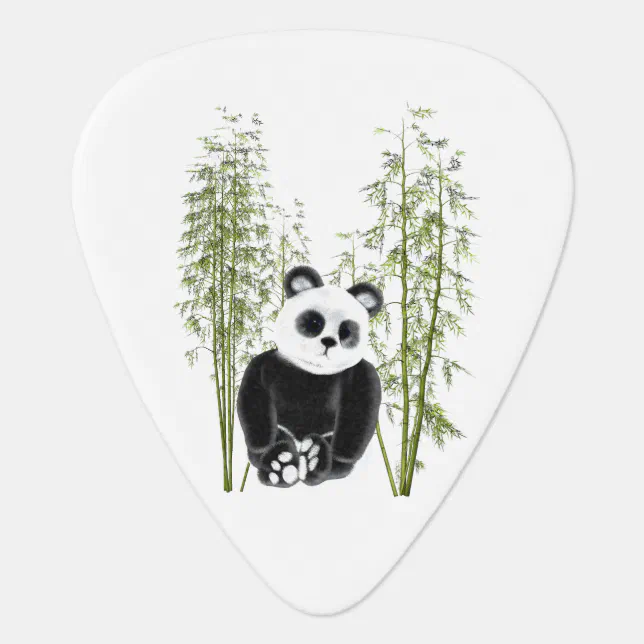 Cute Panda Sitting in Bamboo Guitar Pick