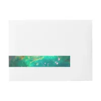 Aqua Green Star Cluster Celestial Photo Wrap Around Address Label