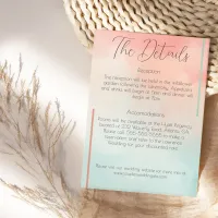 Peach & Turquoise Watercolor Minimalist Wedding Enclosure Card