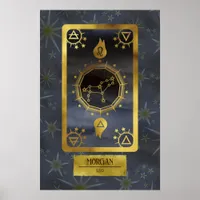 Leo Dark Zodiac Astrology: Black Gold Name Poster