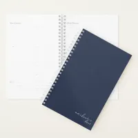 Navy Blue Elegant Simple Minimalist Personalized Planner