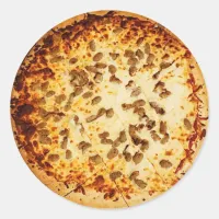Cheese and Sausage Pizza Food Classic Round Sticker