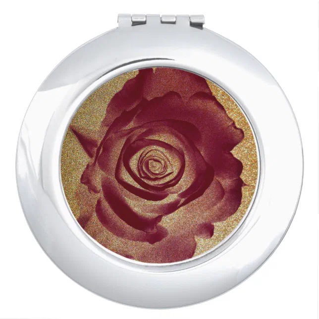 Beautiful burgundy roses shades on a sandy bg compact mirror