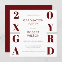 Red White Bold Typography Graduation Party Invitat Invitation