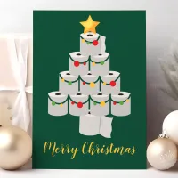 Green Toilet Paper Christmas Tree Funny Holiday Card