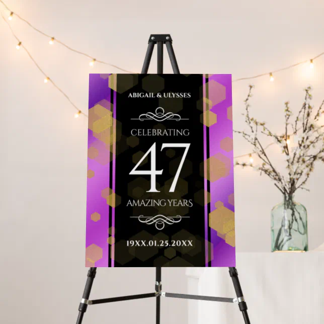 Elegant 47th Amethyst Wedding Anniversary Foam Board