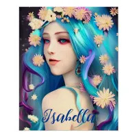 Pretty Ethereal Girl with Flowers Personalized Poster