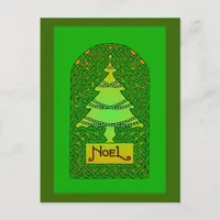 Celtic Christmas Tree - Green Holiday Postcard