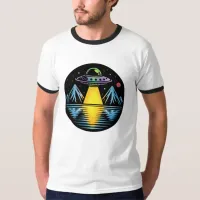 Retro UFO in the Mountains Reflecting in the Water T-Shirt