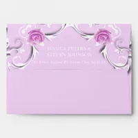 Pink Vintage Romantic Classic Floral Wedding  Envelope