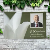 White Tulip on Green Celebration of Life Funeral Banner