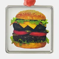 Double Deluxe Hamburger with Cheese Metal Ornament