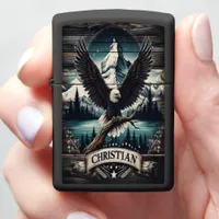 Christian Eagle Soaring Over Mountain Lake Zippo Lighter