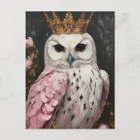 Pink Owl With A Crown  Postcard