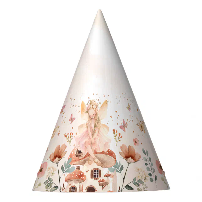 Enchanted Forest Mushroom Girl's First Birthday  Party Hat