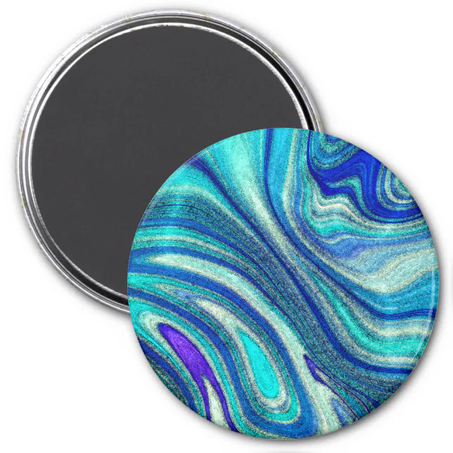 Elegant Aquamarine Paua Rainbow Shell Inspired Magnet