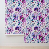 Purple Floral Watercolor  Wallpaper