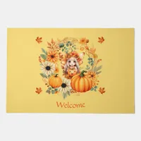 Cute Pumpkin Fairy in Autumn Wreath Doormat