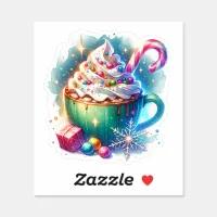 Pretty Watercolor Christmas Cup of Hot Cocoa Sticker