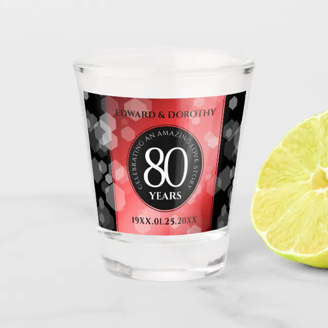 Elegant 80th Ruby Wedding Anniversary Celebration Shot Glass