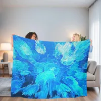 Abstract, modern, turquoise mosaic  fleece blanket