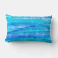 Aqua Blue Abstract Waves   Lumbar Pillow